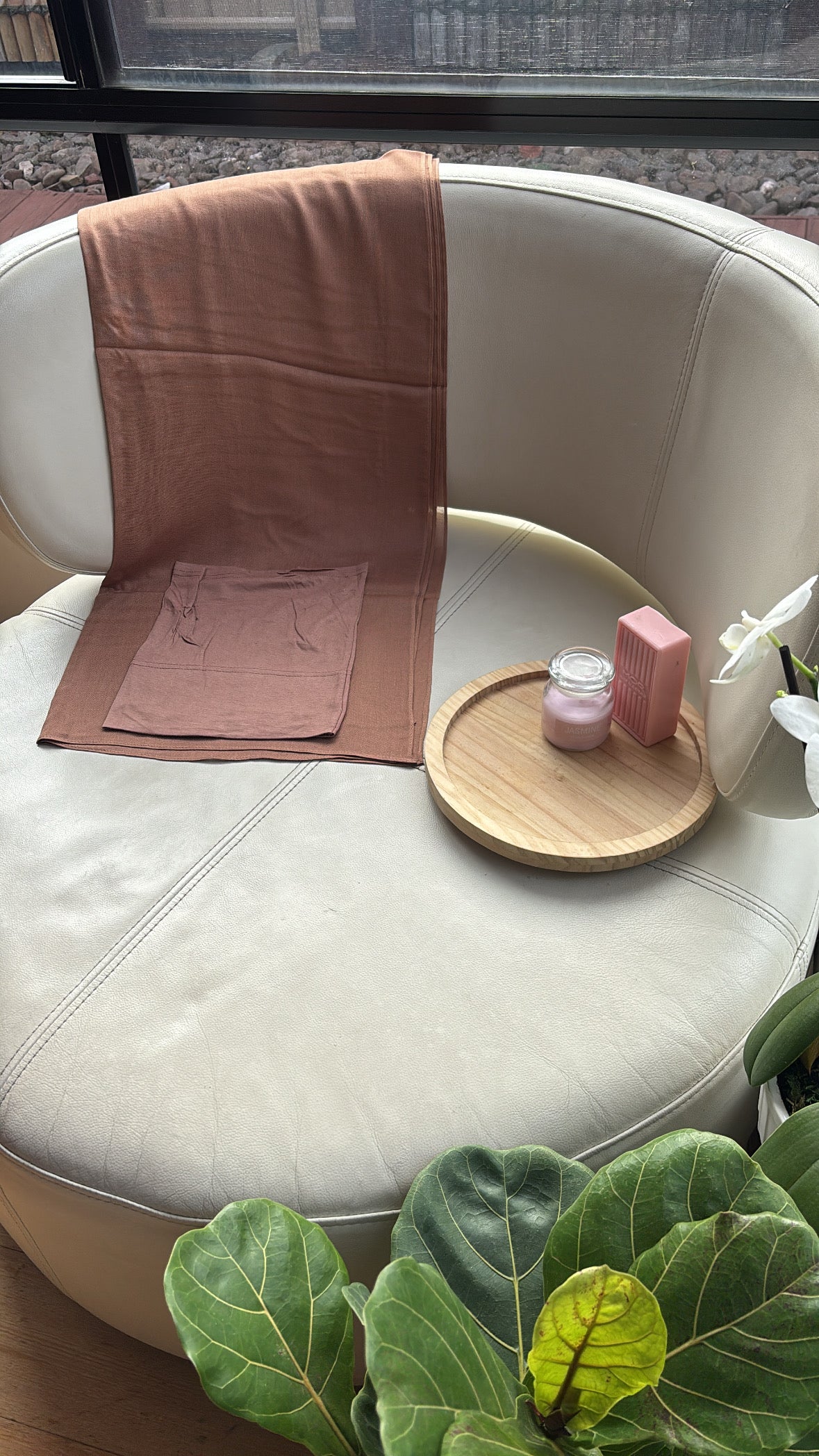 Light Brown Modal Hijab / Matching Cap