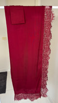 Light Burgundy Lace Modal Hijab & Matching Cap