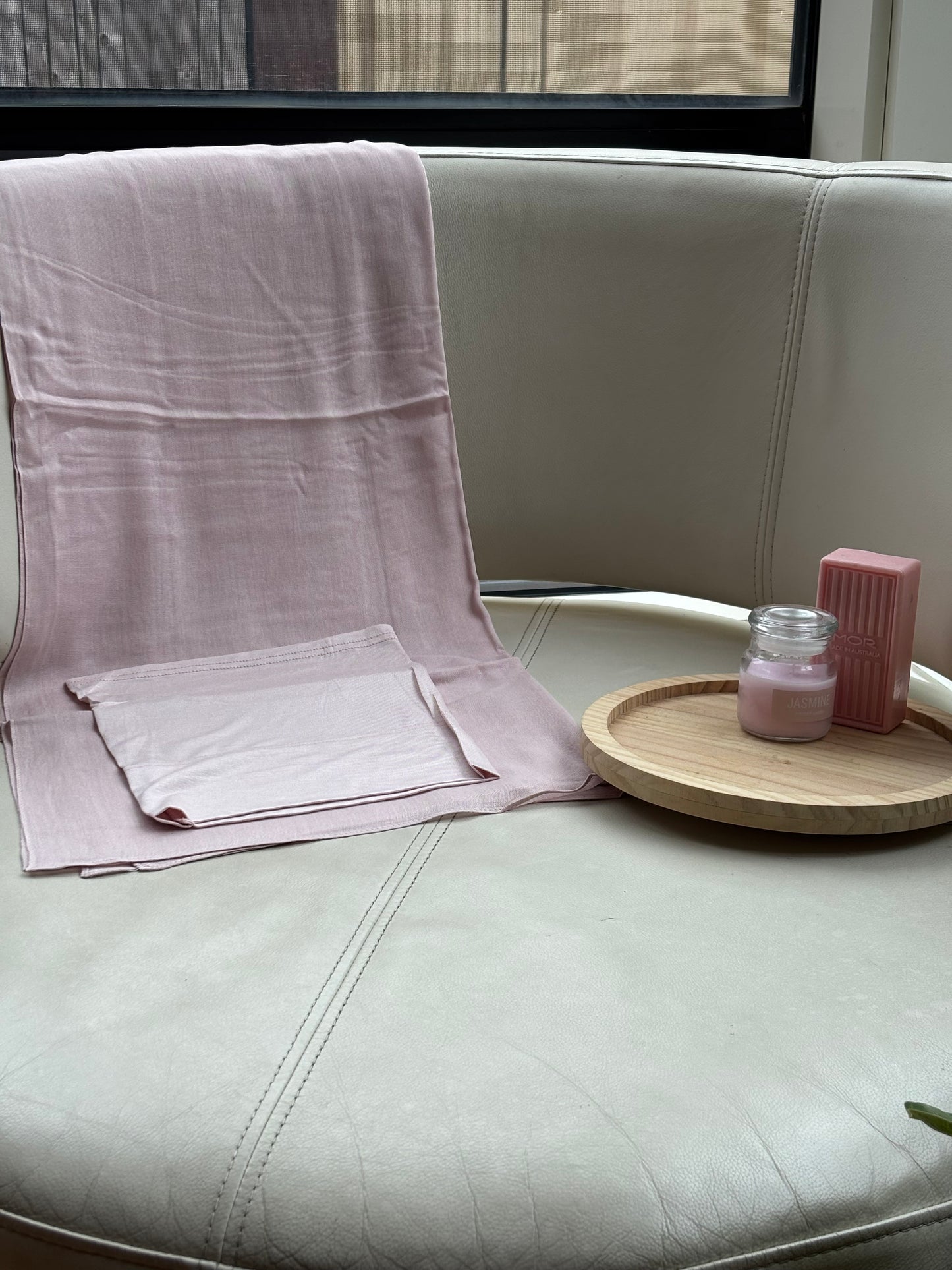 Baby Pink Modal Hijab / Matching Cap
