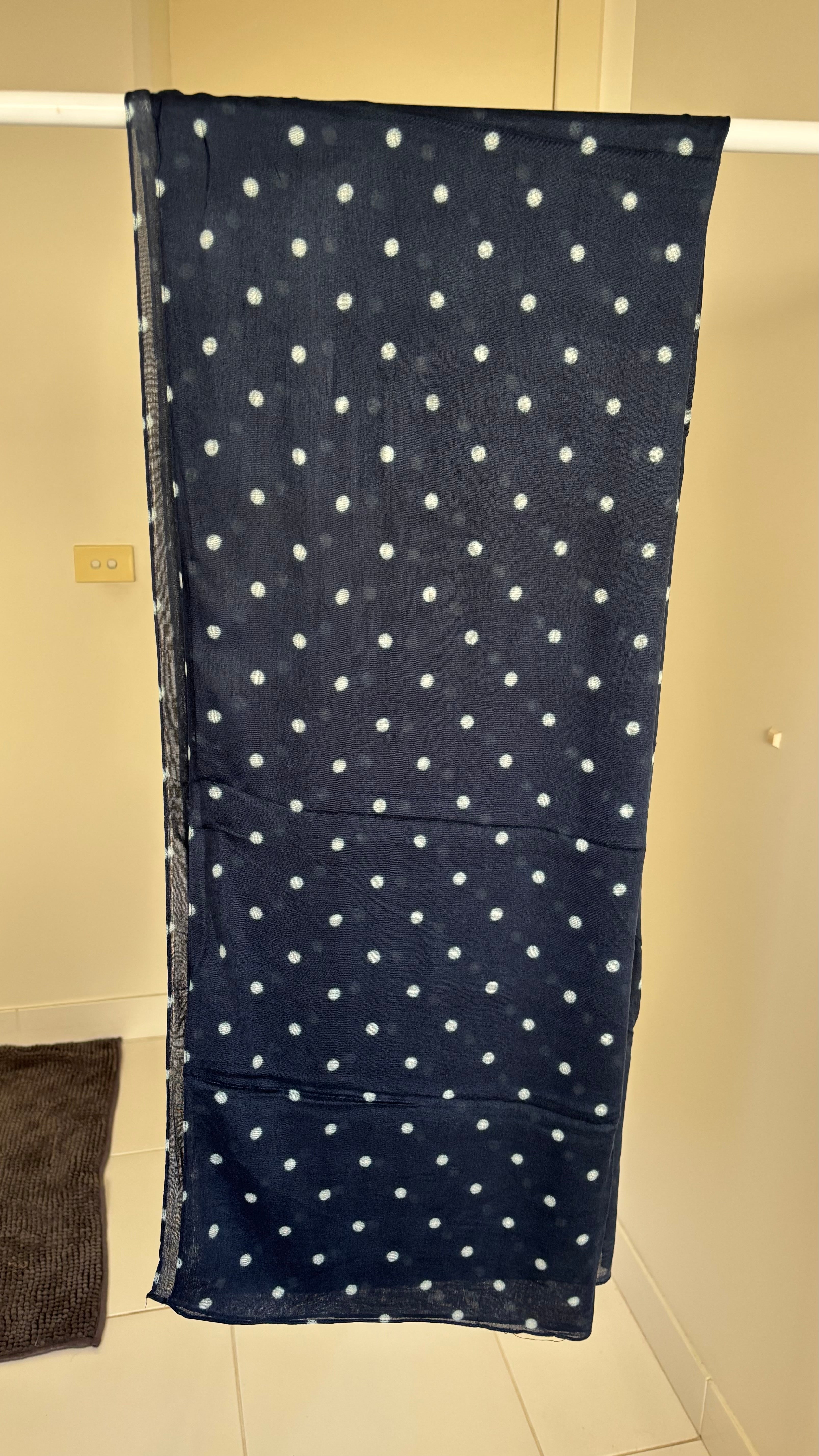 Navy Blue & White Polka Dots Modal Hijab