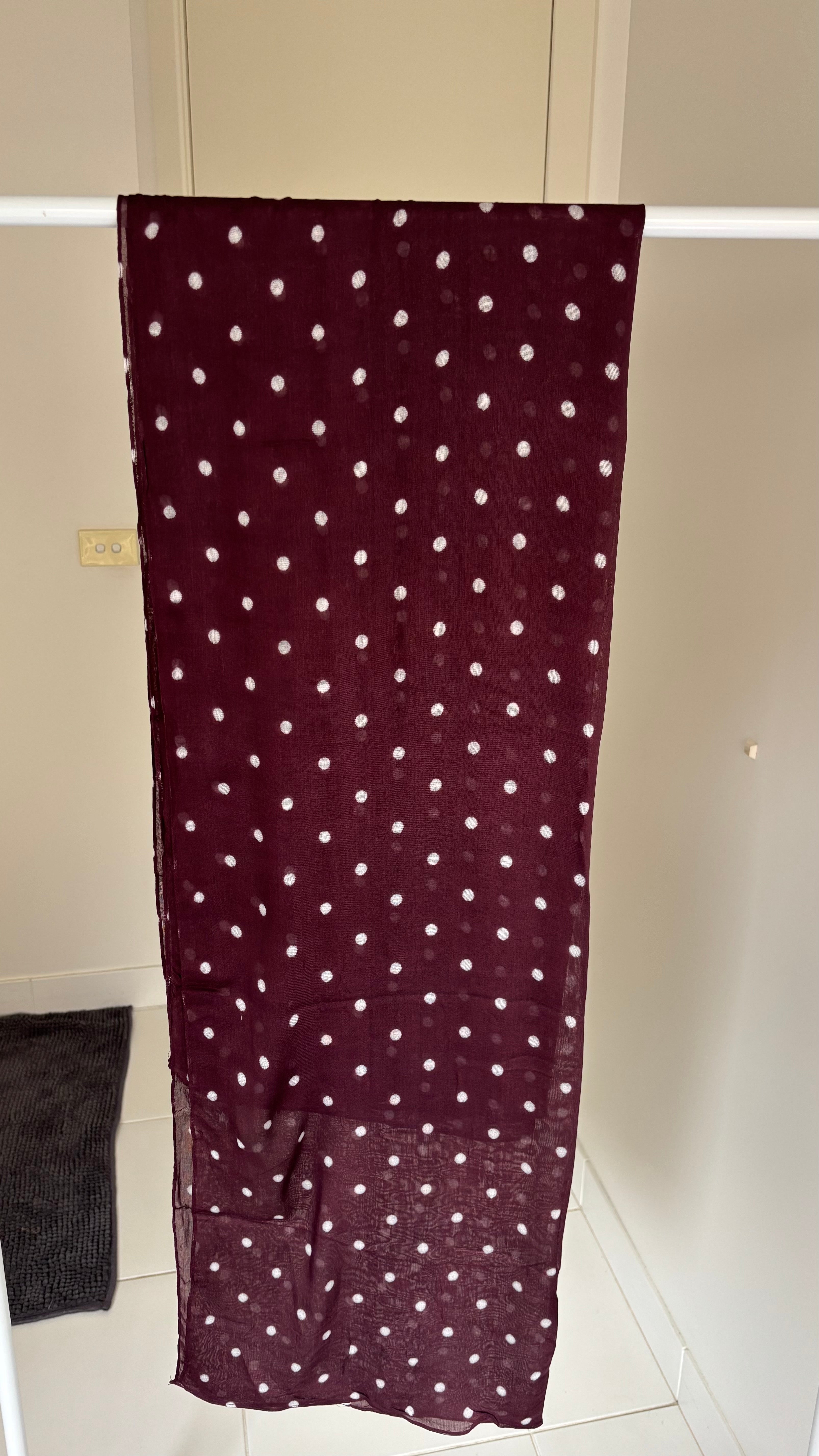 Burgundy & White Polka Dots Modal Hijabs
