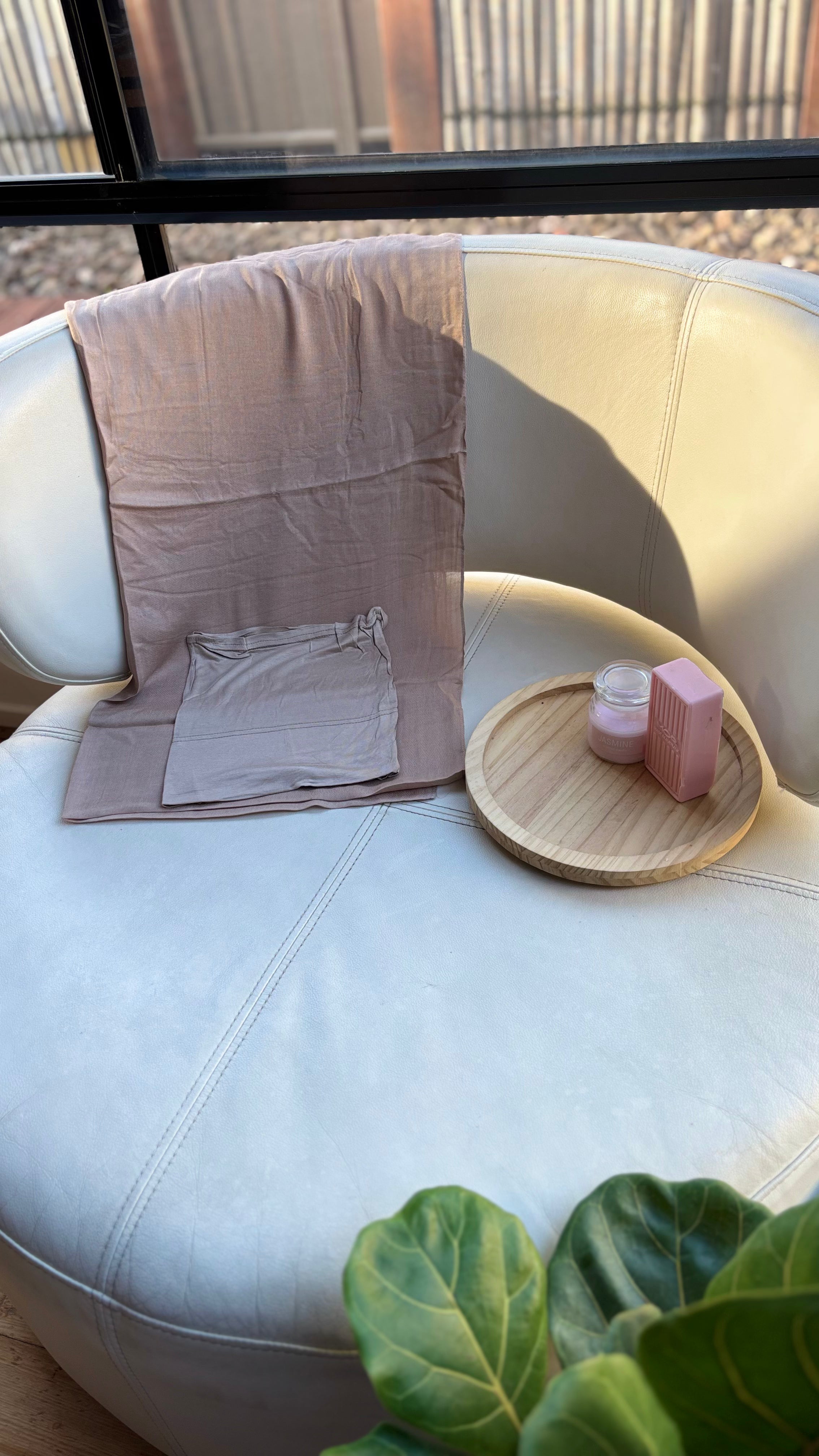 Beige Modal Hijab & Matching Cap