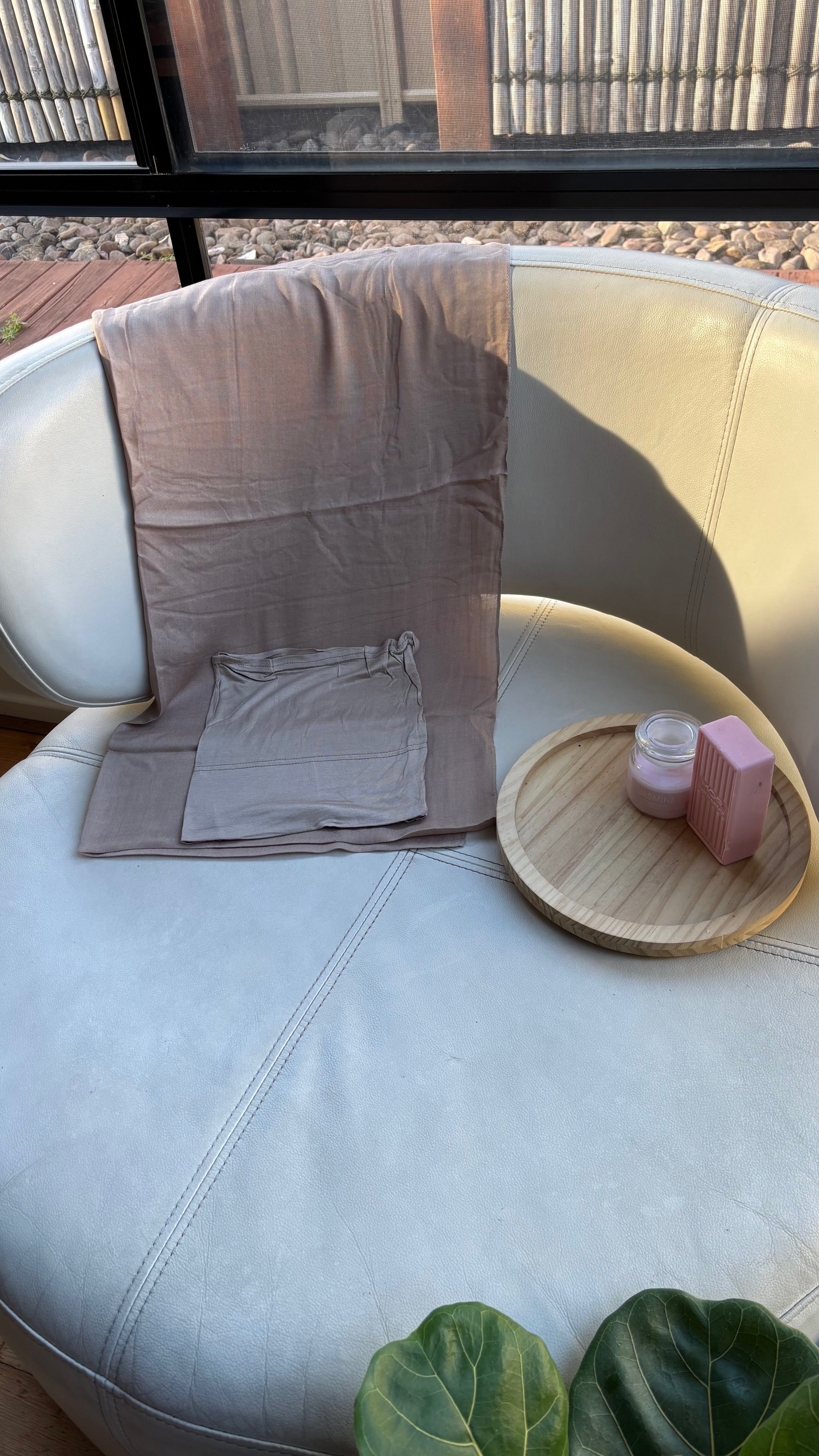 Beige Modal Hijab & Matching Cap